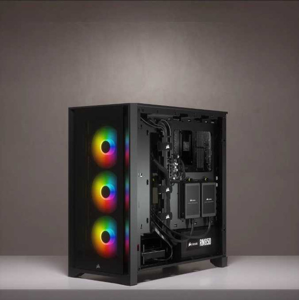Corsair iCUE 4000X RGB Gaming Case w/ Tempered Glass Window, E-ATX, 3 x AirGuide RGB Fans, Lighting Node CORE included, USB-C, Black physical CORSAIR New CC-9011204-WW MemoX