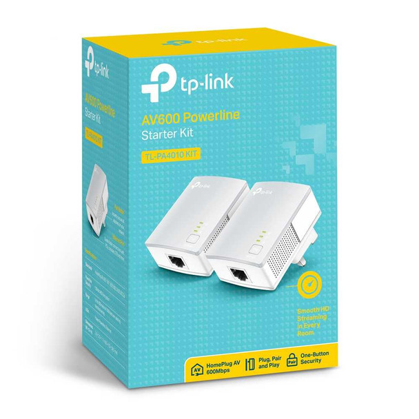 TP-LINK (TL-PA4010KIT V3) AV600 10/100 Powerline Adapter Kit, 1-Port physical TP-LINK New TL-PA4010 KIT MemoX