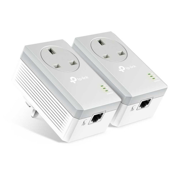 TP-LINK (TL-PA4010P KIT) AV600 10/100 Powerline Adapter Kit, 1-Port, AC Pass Through physical TP-LINK New TL-PA4010P KIT MemoX