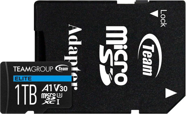 TEAM Team 1TB Elite A1 Micro SDXC Card with SD Adapter, UHS-I Class 3, U3, A1 App Performance, 100MB/s 