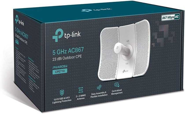 TP-LINK (CPE710) 5GHz AC 867Mbps 23DBI 23dBi Outdoor CPE Wireless Access Point, Passive PoE, Weatherproof physical TP-LINK New CPE710 MemoX