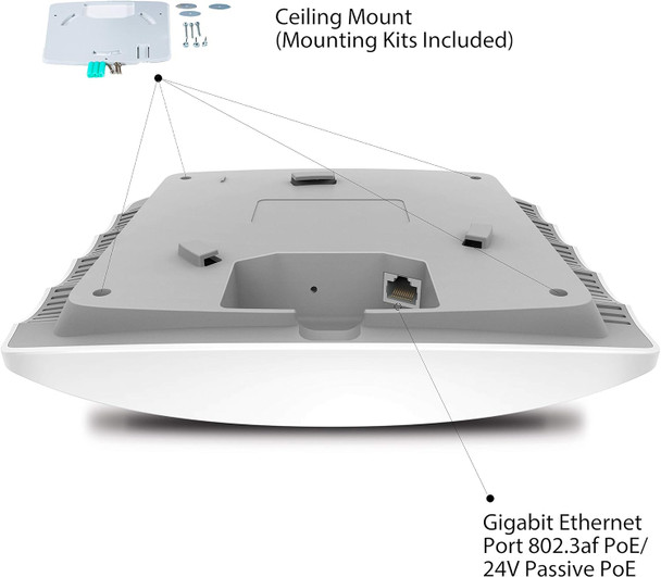 TP-LINK (EAP225) Omada AC1350 (867+450) Dual Band Wireless Ceiling Mount Access Point, PoE, GB LAN, Clusterable, MU-MIMO, Free Software physical TP-LINK New EAP225 V5 MemoX