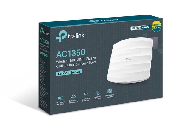 TP-LINK (EAP225) Omada AC1350 (867+450) Dual Band Wireless Ceiling Mount Access Point, PoE, GB LAN, Clusterable, MU-MIMO, Free Software physical TP-LINK New EAP225 V5 MemoX