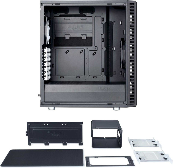 Fractal Design Define C (Black Solid) Quiet Gaming Case, ATX, 2 Fans, ModuVent Technology, PSU Shroud, Optional Top Filter physical FRACTAL New FD-CA-DEF-C-BK MemoX