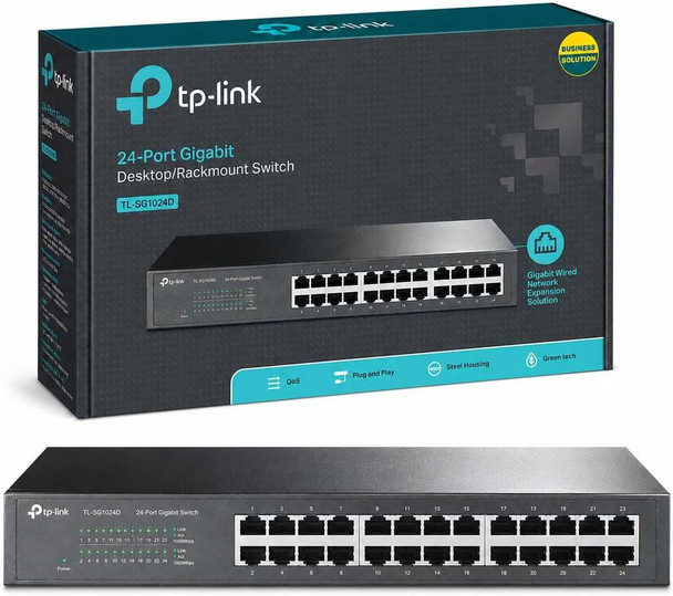 TP-LINK (TL-SG1024D) 24-Port Gigabit Unmanaged Desktop/Rackmount Switch, Steel Case physical TP-LINK New TL-SG1024D MemoX