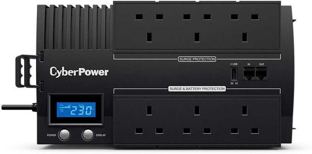 CyberPower BRICs 700VA Line Interactive UPS, 420W, LCD Display, 6x UK Plug, AVR Energy Saving, Wall Mountable physical CYBERPOWER New BR700ELCD-UK MemoX
