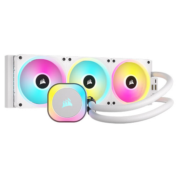 Corsair iCUE LINK H150i 360mm RGB Liquid CPU Cooler, QX120 RGB Magnetic Dome Fans, 20 LED Pump Head, iCUE LINK Hub Included, White Corsair iCUE LINK H150i 360mm RGB Liquid CPU Cooler, QX120 RGB Magnetic Dome Fans, 20 LED Pump Head, iCUE LINK Hub Included, White