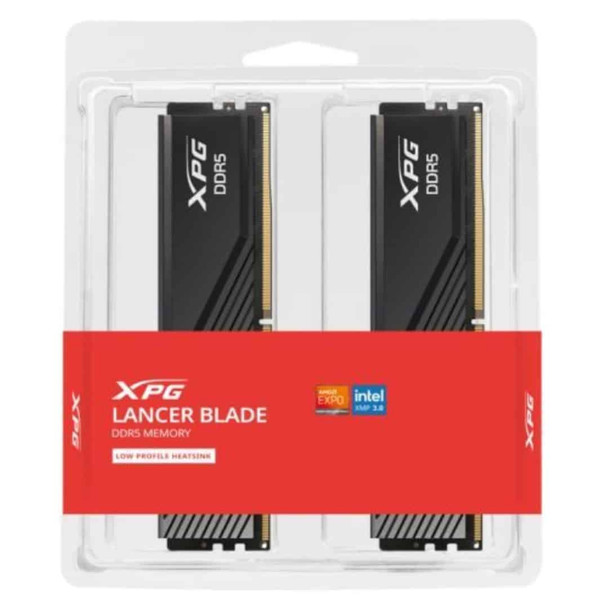 ADATA XPG Lancer Blade 32GB Kit (2 x 16GB), DDR5, 6400MHz (PC5-51200), CL32, 1.4V, ECC, PMIC, XMP 3.0, AMD EXPO, DIMM Memory physical ADATA New AX5U6400C3216G-DTLABBK MemoX