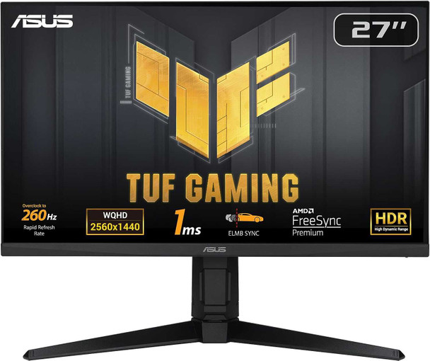 Asus 27" TUF QHD HDR Gaming Monitor (VG27AQML1A), fast IPS, 2560 x 1440, 1ms, 260Hz OC, ELMB,100% sRGB, DisplayHDR 400, VESA physical ASUS New VG27AQML1A MemoX
