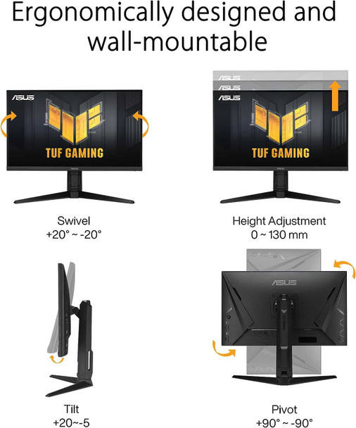 Asus 27" TUF QHD HDR Gaming Monitor (VG27AQML1A), fast IPS, 2560 x 1440, 1ms, 260Hz OC, ELMB,100% sRGB, DisplayHDR 400, VESA physical ASUS New VG27AQML1A MemoX