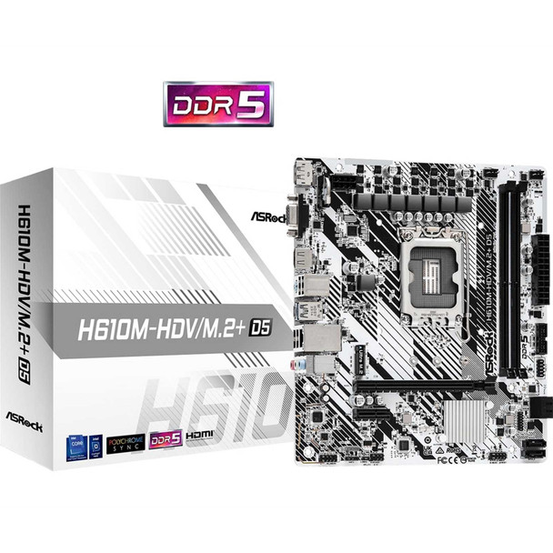 ASRock H610M-HDV/M.2+ D5 Intel LGA1700 DDR5 Micro-ATX Motherboard physical ASROCK New H610M-HDV/M.2+ D5 MemoX