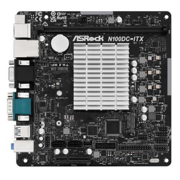 Asrock N100DC-ITX, Integrated Intel Quad-Core N100, Mini ITX, 1 DDR4, VGA, HDMI, DC Jack, Fanless Design, 1x M.2 physical ASROCK New N100DC-ITX MemoX