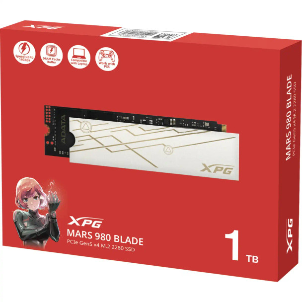 ADATA 1TB XPG MARS 980 BLADE Gen5 M.2 NVMe Laptop-Ready SSD, M.2 2280, PCIe 5.0, 3D NAND, R/W 14K/10K MB/s, PS5 Compatible physical ADATA New SMAR-980B-1TCS MemoX