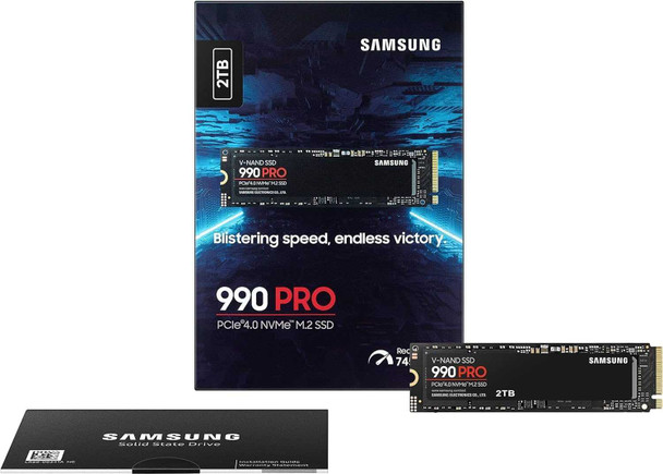 Samsung 2TB 990 PRO M.2 NVMe SSD, M.2 2280, PCIe 4.0, V-NAND, R/W 7450/6900 MB/s, 1400K/1550K IOPS physical SAMSUNG New MZ-V9P2T0BW MemoX