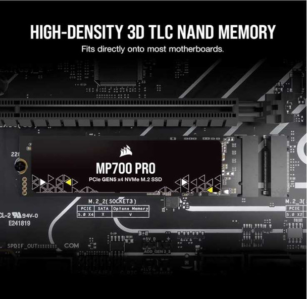 Corsair 1TB MP700 PRO Gen5 M.2 NVMe SSD, M.2 2280, PCIe 5.0, R/W 11.7K/9.6K MB/s, 1.4M/1.5M IOPS physical CORSAIR New CSSD-F1000GBMP700PNH MemoX
