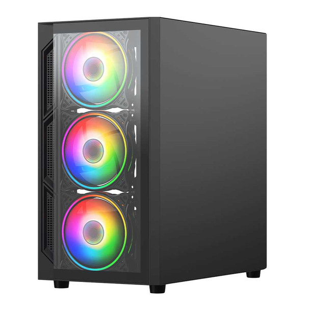 Vida Lucid Black ARGB Gaming Case w/ Glass Front & Side, Micro ATX, 4x ARGB Infinity Fans physical VIDA New LUCID-BLK MemoX