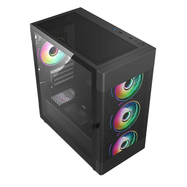 Vida Zephyr Black ARGB Gaming Case w/ Glass Window, Micro ATX, 3x ARGB Fans, Mesh Front physical VIDA New ZEPHYR-BLK MemoX