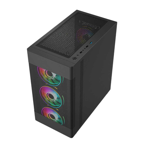 Vida Zephyr Black ARGB Gaming Case w/ Glass Window, Micro ATX, 3x ARGB Fans, Mesh Front physical VIDA New ZEPHYR-BLK MemoX