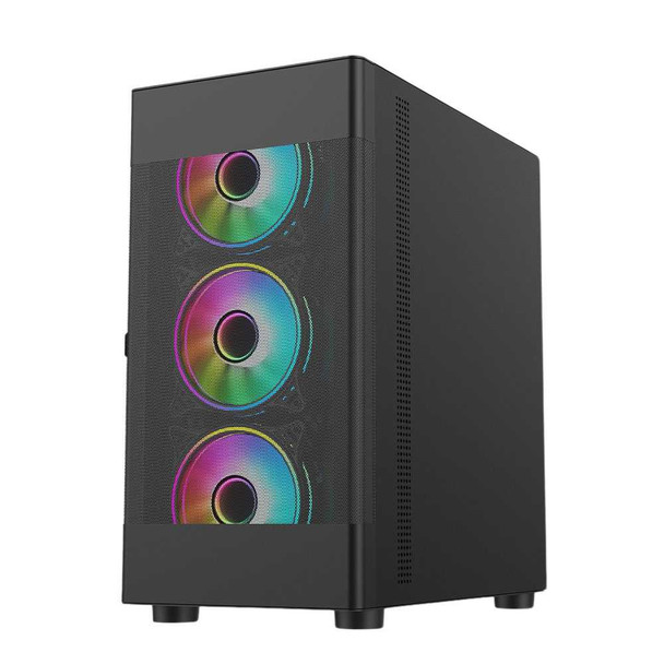 Vida Zephyr Black ARGB Gaming Case w/ Glass Window, Micro ATX, 3x ARGB Fans, Mesh Front physical VIDA New ZEPHYR-BLK MemoX