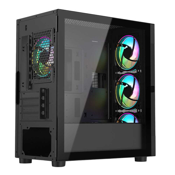 Vida Zephyr Black ARGB Gaming Case w/ Glass Window, Micro ATX, 3x ARGB Fans, Mesh Front physical VIDA New ZEPHYR-BLK MemoX