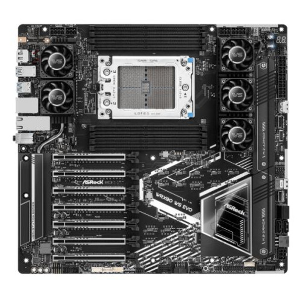 Asrock WRX90 WS EVO, Workstation, AMD WRX90, sTR5, EEB, 8 DDR5 ECC, Dual 10G LAN, SlimSAS, MCIO, 7x PCIe5 x16, 2x M.2