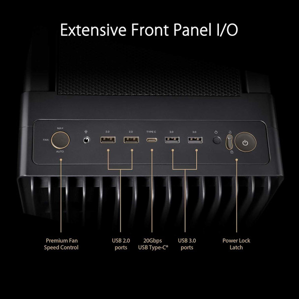 Asus ProArt PA602 Gaming Case w/ Glass Side, E-ATX, Front Grill, 2x 20cm Fans, IR Dust Indicator, USB-C 20Gps, Black physical ASUS New 90DC00J0-B09000 MemoX