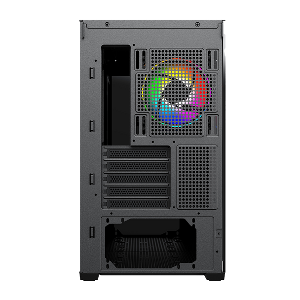 Vida Notus Black ARGB Gaming Case w/ Glass Side, Micro ATX, Mesh Front, 4x ARGB Fans, 6-Port PWM ARGB Hub, USB-C, Asus BTF Compatible physical VIDA New NOTUS-BLK MemoX