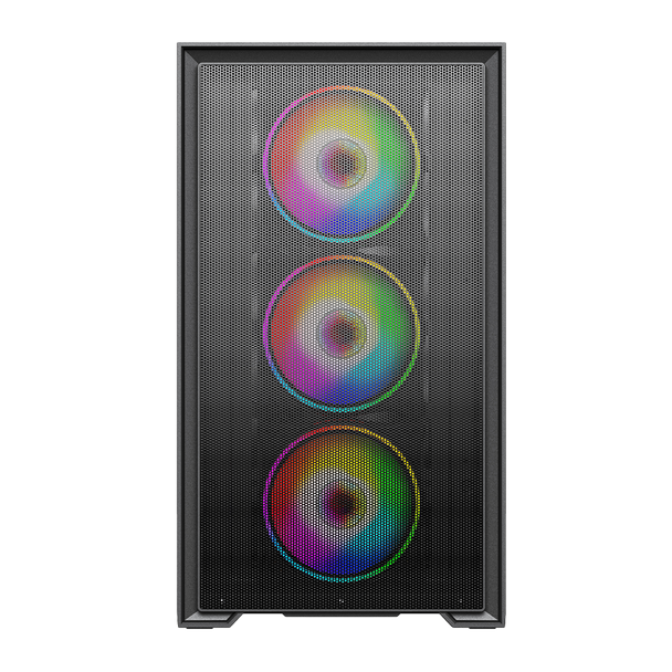 Vida Notus Black ARGB Gaming Case w/ Glass Side, Micro ATX, Mesh Front, 4x ARGB Fans, 6-Port PWM ARGB Hub, USB-C, Asus BTF Compatible physical VIDA New NOTUS-BLK MemoX