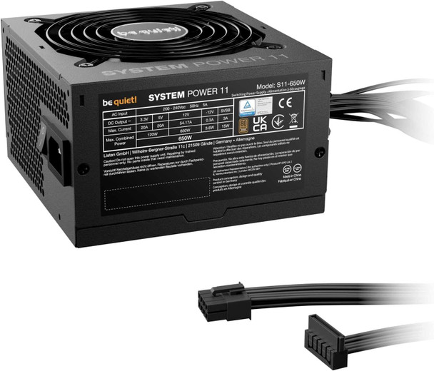 Be Quiet! 650W System Power 11 PSU, 80+ Bronze, Fully Wired, Temp-Controlled Fan, ATX 3.1, PCIe 5.1 physical BEQUIET New BP011EU MemoX