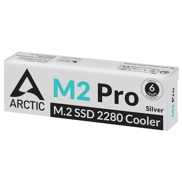 Arctic M2 Pro (Silver) M.2 SSD Heatsink, For Single & Double Sided M.2 2280 Modules, Thermal Pads Included