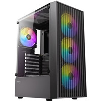 Antec AX27 RGB Elite Mid-Tower Gaming PC Case with Tempered Glass, Full Mesh Front Panel, 4 Pre-installed 120mm Fixed-RGB Fans, ATX/Micro-ATX/ITX Compatible, Black