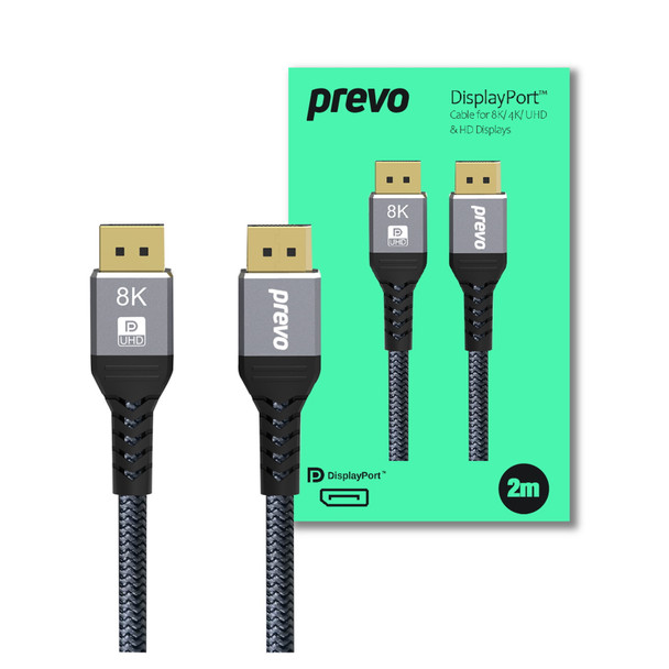 Prevo DisplayPort 1.4 Cable 2m  8K 60Hz, 4K 144Hz, Braided DP Cable