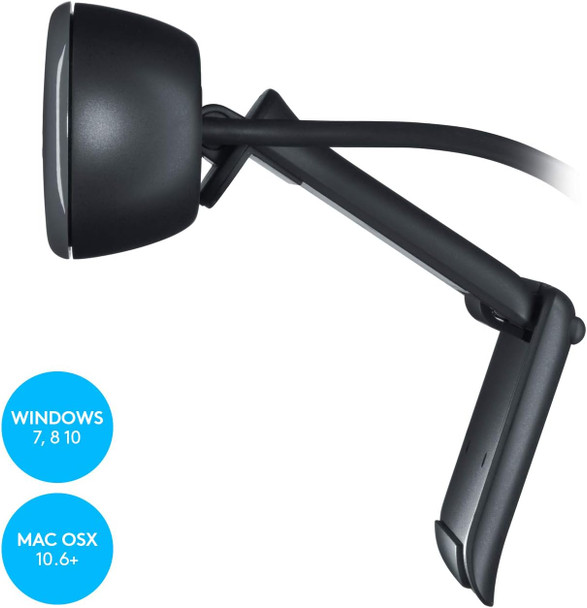 Logitech C270 HD Webcam, HD 720p/30fps, Widescreen HD Video Calling, HD Light Correction, Noise-Reducing Mic, For Skype, FaceTime, Hangouts, WebEx, PC/Mac/Laptop/Macbook/Tablet, Black physical LOGITECH New 960-001063 MemoX