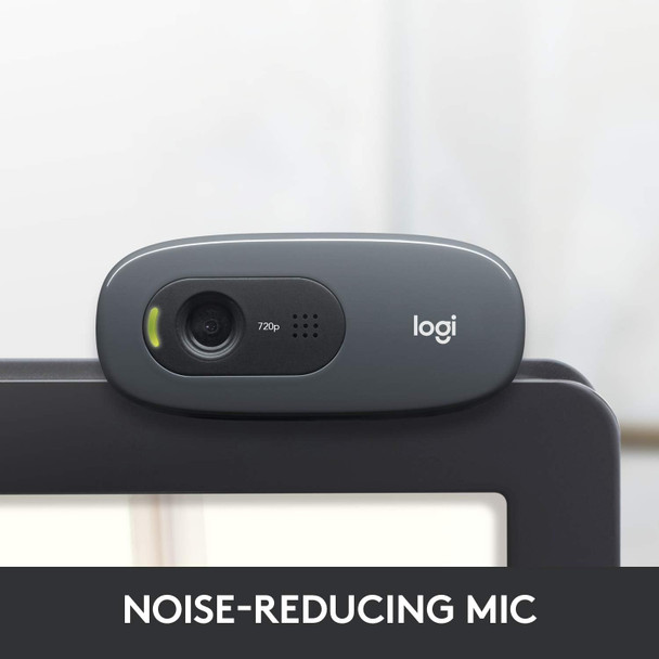 Logitech C270 HD Webcam, HD 720p/30fps, Widescreen HD Video Calling, HD Light Correction, Noise-Reducing Mic, For Skype, FaceTime, Hangouts, WebEx, PC/Mac/Laptop/Macbook/Tablet, Black physical LOGITECH New 960-001063 MemoX