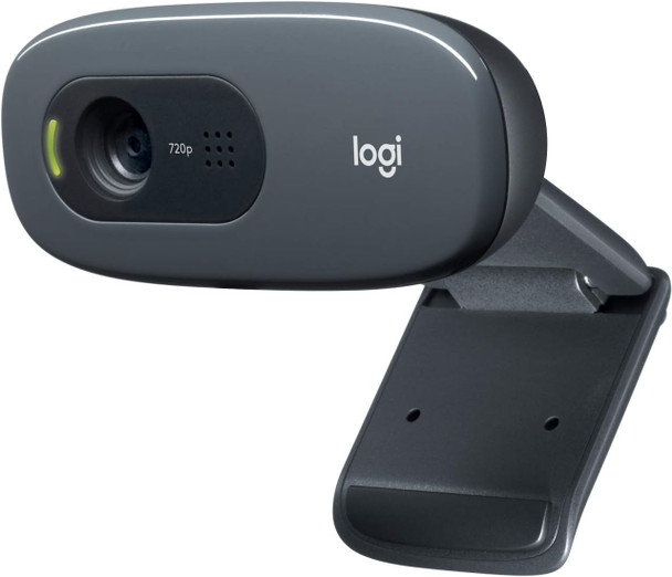 Logitech C270 HD Webcam, HD 720p/30fps, Widescreen HD Video Calling, HD Light Correction, Noise-Reducing Mic, For Skype, FaceTime, Hangouts, WebEx, PC/Mac/Laptop/Macbook/Tablet, Black
