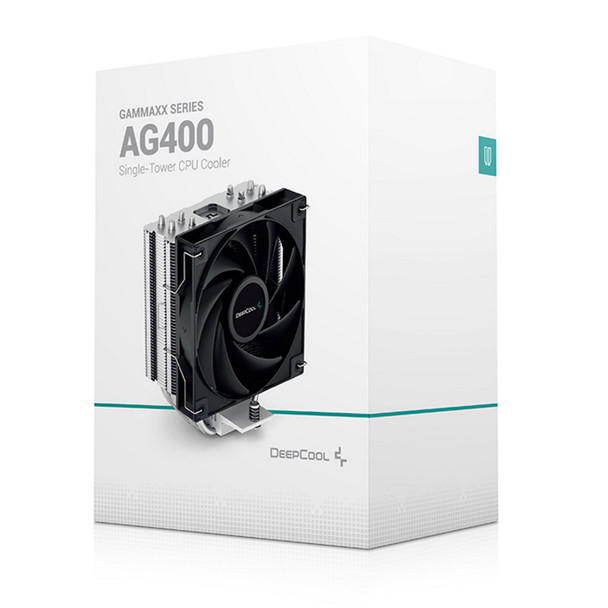 DeepCool AG400 Fan CPU Cooler, Universal Socket, High Efficiency 120mm PWM Cooling Black Fan, 2000RPM, 4 Heat Pipes, 220W Heat Dissipation Power, Unique Matrix Fin Design, Intel LGA 1700 Bracket Included
