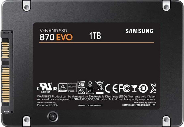 Samsung 870 EVO 1TB 2.5 Inch SSD, Sata 3 Interface, Read 560MB/s, Write 530MB/s, 5 Year Warranty physical SAMSUNG New MZ-77E1T0B/EU MemoX