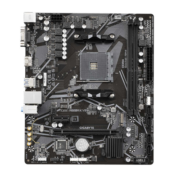 Gigabyte A520M K V2 Ultra Durable AMD AM4 Socket Motherboard, Micro-ATX, 2x DDR4 Slots, 1x M.2 Socket, GbE LAN, 1x D-Sub / 1x HDMI Port physical GIGABYTE New A520M K V2 MemoX