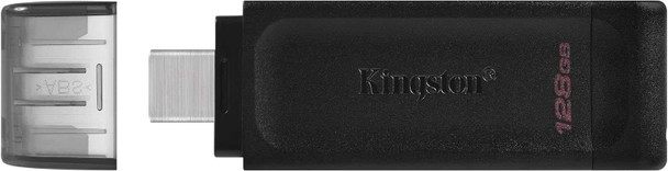 Kingston DT70/128GB DataTraveler 128GB USB Flash Drive, USB 3.2, USB-C, Gen1, 80MB/s, Cap Design, Black, Retail. physical Kingston New DT70/128GB MemoX