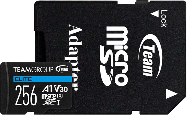 Team Elite A1 256GB Micro SDXC UHS-1 Flash Card with Adapter (for Android & 4K) physical TEAM New TEAUSDX256GIV30A103 MemoX
