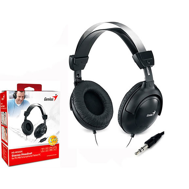 Genius HS-M505X 3.5mm Wired Headset with Microphone – Noise-Cancelling PC Headset with Volume Control, Black