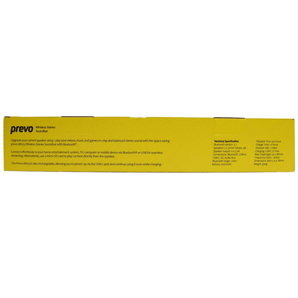 Prevo MS03 Wireless Bluetooth Speaker with Bluetooth, USB & SD, Space-Saving Wireless Speaker for TV, Home Entertainment System, PC, Mobile Device & Gaming Consoles physical PREVO New MSO3 MemoX