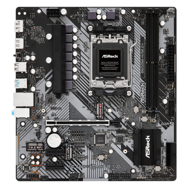 ASRock B650M-H/M.2+ AMD AM5 Socket Motherboard, Micro-ATX, 2x DDR5 Slots, 2x M.2 Socket, GbE LAN, 1x DsiplayPort / 1x HDMI Port