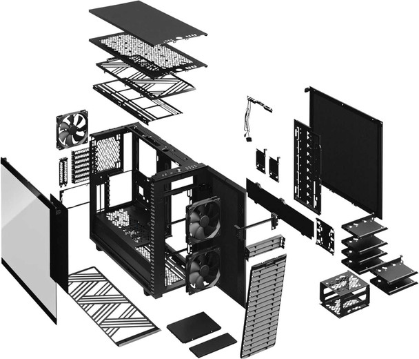 Fractal Design Define 7 Black ATX Mid Tower PC Case – Silent Modular Case physical FRACTAL New FD-C-DEF7A-03 MemoX