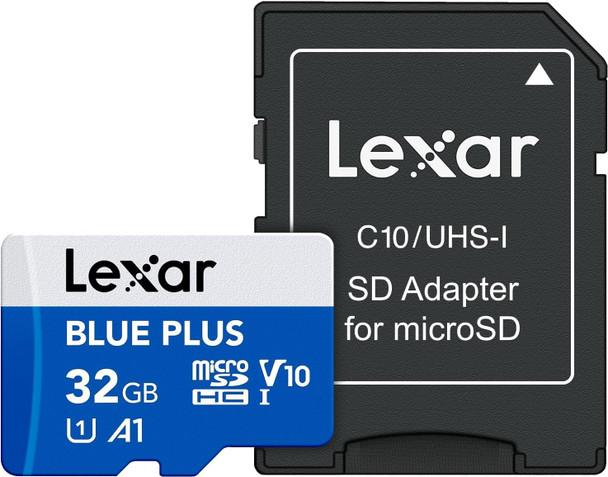 Lexar Blue Plus 32GB microSDHC Card – UHS-I, 100MB/s, Class 10