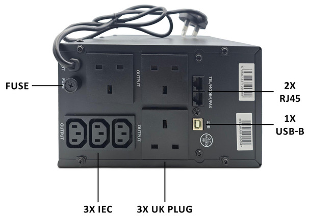 Armour 1500VA UPS 900W Battery Backup – LCD, 6 Outlets & USB Monitoring
