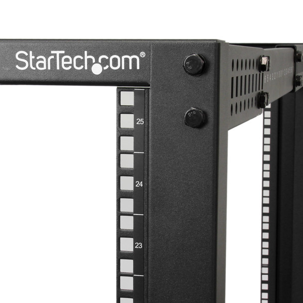 StarTech 25U 4-Post Open Frame Server Rack – Adjustable 22–40in, Mobile