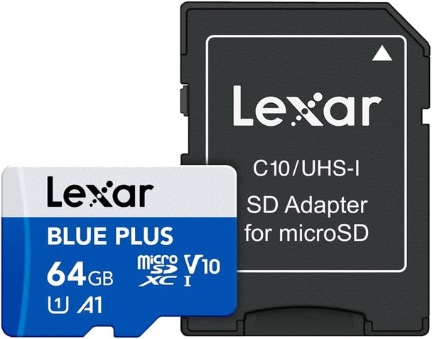 Lexar Blue Plus 64GB microSDXC Card – UHS-I, 100MB/s, Class 10