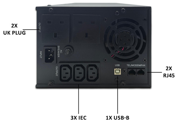 Armour 2000VA UPS 1600W Battery Backup – LCD, Pure Sine Wave & USB Monitoring
