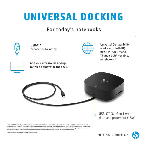 HP USB-C Dock G5 Docking Station – 100W Charging, HDMI, DisplayPort & Ethernet physical HP New 5TW10AA#ABB MemoX